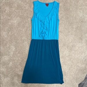 Blue Sleeveless Ruffle Dress